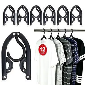 12PCS Travel Hangers, Portable Foldable Plastic Hangers for Cruise, Black 12PCS Travel Hangers, Portable Foldable Plastic Hangers for Cruise, Black
