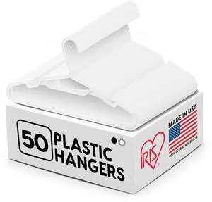 Lightweight Flexible Adult Hangers 50 Pack, Made in USA, White Lightweight Flexible Adult Hangers 50 Pack, Made in USA, White