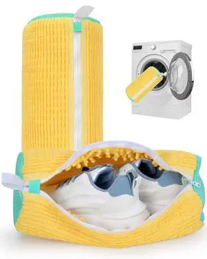 Shoe Washing Machine Bag, 2Pcs Reusable Laundry Shoe Bag for Washer and Dryer, 360° Deep Cleaning Mesh Shoe Wash Bag, Durable Sneaker Cleaning Bag Fit for All Shoes Types (Yellow) Shoe Washing Machine Bag, 2Pcs Reusable Laundry Shoe Bag for Washer and Dryer, 360° Deep Cleaning Mesh Shoe Wash Bag, Durable Sneaker Cleaning Bag Fit for All Shoes Types (Yellow)