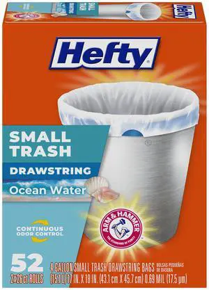 4 Gallon Small Trash Bags, White, Ocean Water Scent, 52ct 4 Gallon Small Trash Bags, White, Ocean Water Scent, 52ct