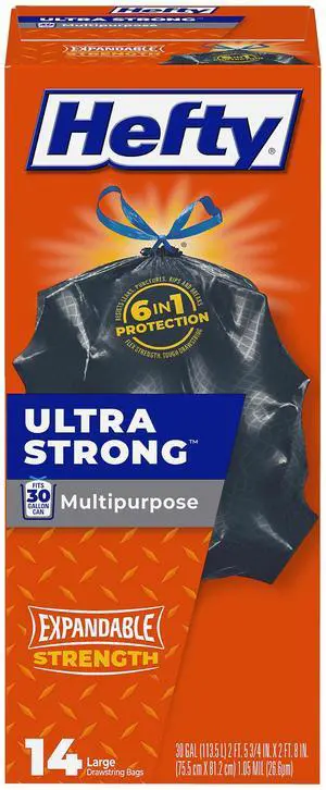 Ultra Strong 30 Gallon Trash Bags, Black, Unscented, 14ct Ultra Strong 30 Gallon Trash Bags, Black, Unscented, 14ct