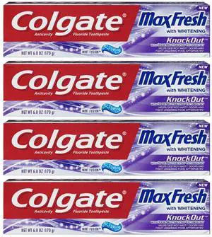 Max Fresh Toothpaste - KnockOut - With Odor Neutralizing Technology - Net Wt. 6 OZ (170 g) Per Tube - Pack of 4 Tubes Max Fresh Toothpaste - KnockOut - With Odor Neutralizing Technology - Net Wt. 6 OZ (170 g) Per Tube - Pack of 4 Tubes