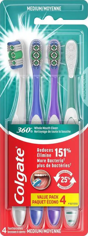 360 Adult Toothbrush, Medium (4 Count) 360 Adult Toothbrush, Medium (4 Count)