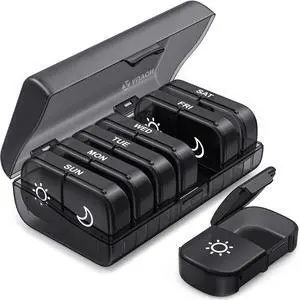 Weekly Pill Organizer 2 Times a Day, One-Side Large Opening, EasyUse Weekly Pill Organizer 2 Times a Day, One-Side Large Opening, EasyUse