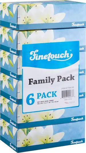 Facial Tissues Boxes Bulk, Soft 2-Ply, 130 Sheets, 6 Pack Facial Tissues Boxes Bulk, Soft 2-Ply, 130 Sheets, 6 Pack