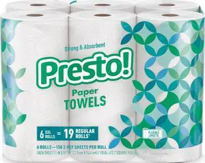Amazon Brand - Strong Premium Paper Towels, 158 Sheet Huge roll - Flex-a-Size, 6 Rolls, Equivalent to 19 Regular Rolls, White Amazon Brand - Strong Premium Paper Towels, 158 Sheet Huge roll - Flex-a-Size, 6 Rolls, Equivalent to 19 Regular Rolls, White