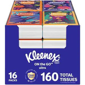 On-The-Go Facial Tissues, 16 On-The-Go Packs, 10 per Box, 3-Ply (160 Total), Packaging May Vary On-The-Go Facial Tissues, 16 On-The-Go Packs, 10 per Box, 3-Ply (160 Total), Packaging May Vary