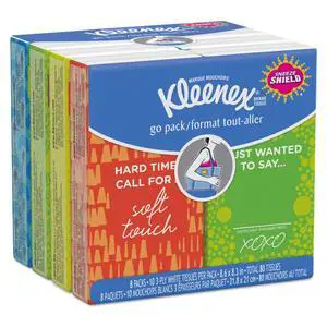 46651 On The Go Packs Facial Tissues, 3-Ply, White, 10 Sheets/Pouch, 8 Pouches/Pack 46651 On The Go Packs Facial Tissues, 3-Ply, White, 10 Sheets/Pouch, 8 Pouches/Pack