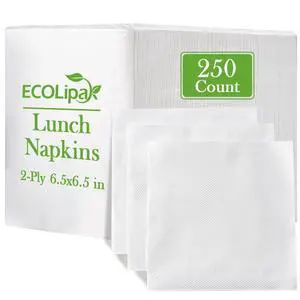 Lunch Napkins Bulk, 250 Count, 6.5×6.5 Inch Folded, 2-Ply Lunch Napkins Bulk, 250 Count, 6.5×6.5 Inch Folded, 2-Ply
