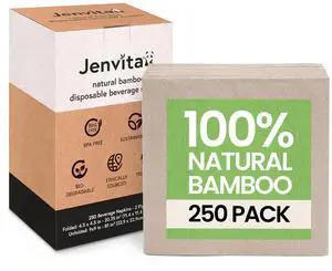 100% Bamboo Cocktail Napkins, 2 Ply, 250 Pack, 4.5 x 4.5 Inch 100% Bamboo Cocktail Napkins, 2 Ply, 250 Pack, 4.5 x 4.5 Inch