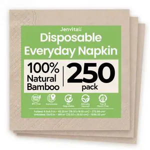 Everyday 100% Bamboo Compostable Napkins Disposable 250-Pack | Table Napkins Disposable for Lunch, Dinner,Events & Entertaining | 2-Ply FSC Certified | Compostable Paper Towels | 6.5 x 6.5Inch Everyday 100% Bamboo Compostable Napkins Disposable 250-Pack | Table Napkins Disposable for Lunch, Dinner,Events & Entertaining | 2-Ply FSC Certified | Compostable Paper Towels | 6.5 x 6.5Inch