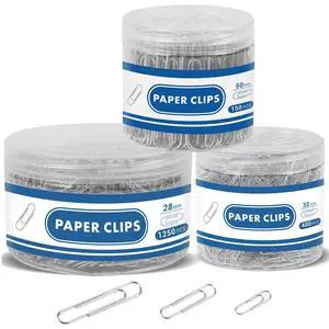 1800 Paper Clips Assorted Sizes Large, Medium and Small, Durable and Rustproof, Paperclips for Office School and Personal Use, Office Supplies Document Organizing (50mm, 33mm, 28mm) (Silver) 1800 Paper Clips Assorted Sizes Large, Medium and Small, Durable and Rustproof, Paperclips for Office School and Personal Use, Office Supplies Document Organizing (50mm, 33mm, 28mm) (Silver)