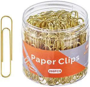 Gold Paper Clips, 200 Count Large Size, 2 Inch Jumbo Paperclips, Stylish Gold-Plated Paper Clip Gold Paper Clips, 200 Count Large Size, 2 Inch Jumbo Paperclips, Stylish Gold-Plated Paper Clip