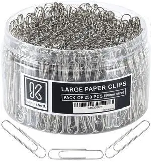 250 Large Paper Clips Smooth, Jumbo Paper Clips for Paperwork Ideal for Home, School and Office Use (Large, Silver) 250 Large Paper Clips Smooth, Jumbo Paper Clips for Paperwork Ideal for Home, School and Office Use (Large, Silver)