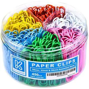450 Color Paper Clips Assorted Sizes Small, Medium and Large Paper Clips for Paperwork Ideal for Home, School and Office Use (Assorted, Multicolored) 450 Color Paper Clips Assorted Sizes Small, Medium and Large Paper Clips for Paperwork Ideal for Home, School and Office Use (Assorted, Multicolored)