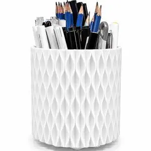 Rotating Pen Holder for Desk, 5 Slots Easthetic Pencil holder Desk Organizer Supplies and Accessories for Women Girls, Pencil Cup for Office Home Art Supply, White Rotating Pen Holder for Desk, 5 Slots Easthetic Pencil holder Desk Organizer Supplies and Accessories for Women Girls, Pencil Cup for Office Home Art Supply, White