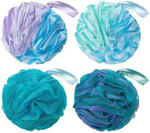 Loofah Sponge 60g/Piece, Exfoliating Bath Sponge Body Scrubber - Loofa Set of 4 Flower Color (Green-Purple) Loofah Sponge 60g/Piece, Exfoliating Bath Sponge Body Scrubber - Loofa Set of 4 Flower Color (Green-Purple)