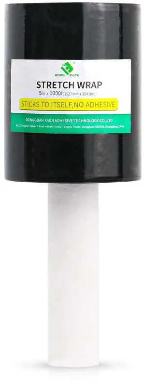 1 Roll Industrial Black Mini Stretch Wrap Roll with Handle 5" x 1000Feet 80 Gauge, Heavy Duty Durable Self-Adhering Plastic Wrap for Packing, Moving 1 Roll Industrial Black Mini Stretch Wrap Roll with Handle 5" x 1000Feet 80 Gauge, Heavy Duty Durable Self-Adhering Plastic Wrap for Packing, Moving