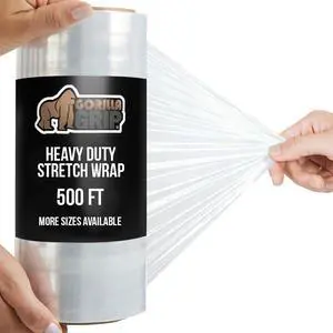 500% Stretch Film Heavy Duty Plastic, 500ft Shrink Wrap Roll 10" Puncture Resistant, Industrial Strength for Shipping, Pallet Storing, Moving, Packing Furniture Protection 1 Pack Clear 500% Stretch Film Heavy Duty Plastic, 500ft Shrink Wrap Roll 10" Puncture Resistant, Industrial Strength for Shipping, Pallet Storing, Moving, Packing Furniture Protection 1 Pack Clear