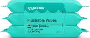 Flushable Wipes, Fragrance Free, Adult Wet Wipes,126 Count (3 Packs of 42), Packaging May Vary Flushable Wipes, Fragrance Free, Adult Wet Wipes,126 Count (3 Packs of 42), Packaging May Vary