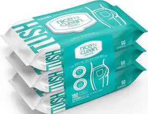 Adult Flushable Wipes (3 x 60 Count) | Personal Cleansing Wipes Made from Plant-Based Fibers | Infused with Aloe & Vitamin E Adult Flushable Wipes (3 x 60 Count) | Personal Cleansing Wipes Made from Plant-Based Fibers | Infused with Aloe & Vitamin E