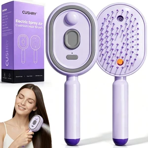 Electric Spray Air Cushion Massage Comb, 2026 Upgrade Electric Steam Hair Brush with Misting Detangling for Dry Frizzy Hair, Self-Cleaning Gloss Enhancing Care Brush for Women (Purple) Electric Spray Air Cushion Massage Comb, 2026 Upgrade Electric Steam Hair Brush with Misting Detangling for Dry Frizzy Hair, Self-Cleaning Gloss Enhancing Care Brush for Women (Purple)