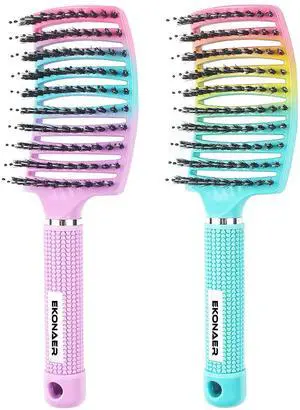 2 Pack Detangling Brush Getting Knots Out without Pain Adds Shine and Makes Hair Smooth,Detangler Boar Bristle Hair Brush for Adult & Kids Wet or Dry Hair(Green&Pink) 2 Pack Detangling Brush Getting Knots Out without Pain Adds Shine and Makes Hair Smooth,Detangler Boar Bristle Hair Brush for Adult & Kids Wet or Dry Hair(Green&Pink)