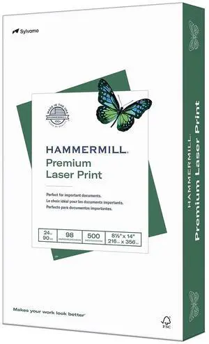 Printer Paper, Premium Laser Print 24 lb, 8.5 x 14-1 Ream (500 Sheets) - 98 Bright, Made in the USA, 104612 Printer Paper, Premium Laser Print 24 lb, 8.5 x 14-1 Ream (500 Sheets) - 98 Bright, Made in the USA, 104612
