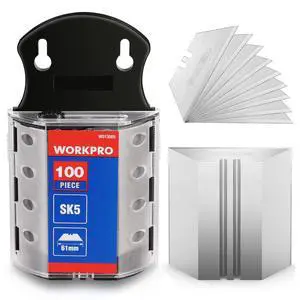 Utility Knife Blades, 100-Pack SK5 Steel Blades with Dispenser Utility Knife Blades, 100-Pack SK5 Steel Blades with Dispenser