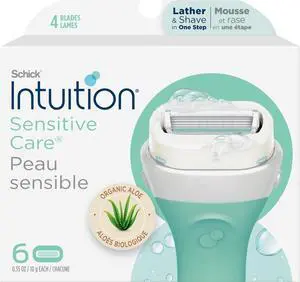Schick Refill, Razors for Women Sensitive Skin | Intuition Razor Blades Refill with Organic Aloe, Razor Refills , 6 Count (Pack of 1) Schick Refill, Razors for Women Sensitive Skin | Intuition Razor Blades Refill with Organic Aloe, Razor Refills , 6 Count (Pack of 1)