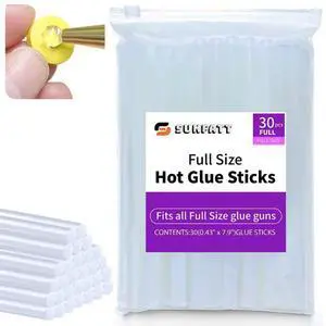 Full Size Hot Glue Sticks(30 Pcs),7.9" x 0.43" Clear Glue Gun Sticks Full Size Hot Glue Sticks(30 Pcs),7.9" x 0.43" Clear Glue Gun Sticks