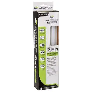Construction Professional Grade Adhesive Hot Melt Glue Sticks - Full Size 10" L, 0.43" D - for Home Repairs & Strong Bonds, 18 Glue Sticks (3 Minute Open Time) Construction Professional Grade Adhesive Hot Melt Glue Sticks - Full Size 10" L, 0.43" D - for Home Repairs & Strong Bonds, 18 Glue Sticks (3 Minute Open Time)