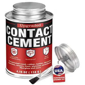 Contact Cement Adhesive 4.16 oz with Brush for Leather, Wood & Furniture Contact Cement Adhesive 4.16 oz with Brush for Leather, Wood & Furniture