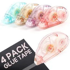4 Pack Double Sided Tape Roller, Double Sided Adhesive Scrapbook Tape for Scrapbooking Crafts, Glue Tape for Journaling, Gift Wrapping, Photo Albums, Office Supplies, Scrapbook Supplies 4 Pack Double Sided Tape Roller, Double Sided Adhesive Scrapbook Tape for Scrapbooking Crafts, Glue Tape for Journaling, Gift Wrapping, Photo Albums, Office Supplies, Scrapbook Supplies