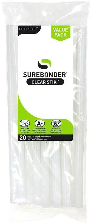 Full Size Hot Glue Sticks Long, 20-Pack, Clear, Non-Toxic, Multi-Temp, 10-Inch x 0.43-Inch for Full Size Glue Guns, DIY, Arts, Crafts & Home Repairs Full Size Hot Glue Sticks Long, 20-Pack, Clear, Non-Toxic, Multi-Temp, 10-Inch x 0.43-Inch for Full Size Glue Guns, DIY, Arts, Crafts & Home Repairs