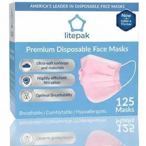 125-Pack Disposable Face Mask Premium Comfort Earloops with Dispenser Box (Pink) 125-Pack Disposable Face Mask Premium Comfort Earloops with Dispenser Box (Pink)