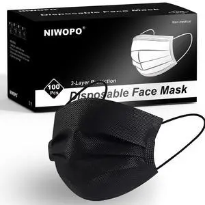 Disposable Face Masks 100 Pack, 3 Ply Breathable Filter Mask with Adjustable Nose Clip & Soft Elastic Ear Loops, Lightweight Protection for Travel, Office, School,Black Disposable Face Masks 100 Pack, 3 Ply Breathable Filter Mask with Adjustable Nose Clip & Soft Elastic Ear Loops, Lightweight Protection for Travel, Office, School,Black