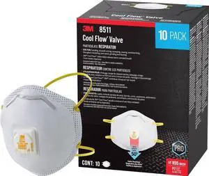 8511 Drywall Sanding N95 Cool Flow Valved Disposable Respirator, 10-Pack 8511 Drywall Sanding N95 Cool Flow Valved Disposable Respirator, 10-Pack