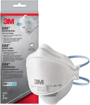 Aura Particulate Respirator 9205+ N95, Lightweight, Three Panel Designed Respirator Helps Provide Comfortable And Convenient Respiratory Protection, 3-Pack Aura Particulate Respirator 9205+ N95, Lightweight, Three Panel Designed Respirator Helps Provide Comfortable And Convenient Respiratory Protection, 3-Pack