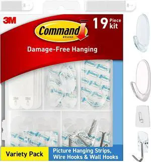 Clear Variety Pack, Including 8 Pairs of Picture Hangers, 4 Clear Wire Hooks and 11 Wall Hook for Hanging Back to School Dorm Organizers, Damage-Free Hanging Up to 19 Items Clear Variety Pack, Including 8 Pairs of Picture Hangers, 4 Clear Wire Hooks and 11 Wall Hook for Hanging Back to School Dorm Organizers, Damage-Free Hanging Up to 19 Items