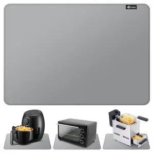 Heat Resistant Mat for Air Fryer Site on, Fireproof Silicone Mats for Kitchen Counter, Countertop Protector, No-slip and Waterproof (Gray, 12"X18") Heat Resistant Mat for Air Fryer Site on, Fireproof Silicone Mats for Kitchen Counter, Countertop Protector, No-slip and Waterproof (Gray, 12"X18")