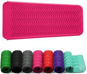 Heat Resistant Silicone Mat Pouch for Curling Irons & Flat Irons, 2-in-1 Travel Case & Cooling Pad for Hot Tools, Anti-Slip Countertop Protector, Pack Instantly Without Waiting to Cool(Hotpink) Heat Resistant Silicone Mat Pouch for Curling Irons & Flat Irons, 2-in-1 Travel Case & Cooling Pad for Hot Tools, Anti-Slip Countertop Protector, Pack Instantly Without Waiting to Cool(Hotpink)