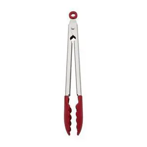 Silicone Stainless Steel Tongs, 12 Inch, Red Silicone Stainless Steel Tongs, 12 Inch, Red