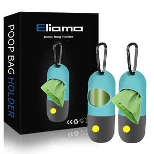 2 Pack Dog Poop Bag Dispenser with Built-in LED Flashlight, Pet Waste Bag Holder for Leash with Carabiner Clip for Lead Leash, 2 Rolls Leak-proof Doggy Waste Bags for Dog Walking, Blue,Eliamo 2 Pack Dog Poop Bag Dispenser with Built-in LED Flashlight, Pet Waste Bag Holder for Leash with Carabiner Clip for Lead Leash, 2 Rolls Leak-proof Doggy Waste Bags for Dog Walking, Blue,Eliamo