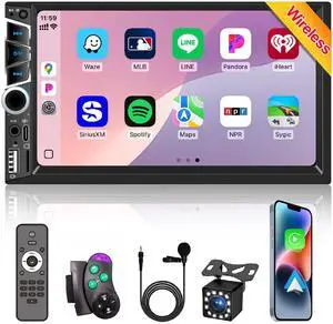 Wireless Apple Carplay 7 inch Double Din Car Stereo,Car Audio Receivers | Android Auto,IPS Touchscreen,Bluetooth 5.2,FM Car Radio,Bakcup Camera,Subwoofer Ports,Type-C/USB Fast Charging,GPS Navigation Wireless Apple Carplay 7 inch Double Din Car Stereo,Car Audio Receivers | Android Auto,IPS Touchscreen,Bluetooth 5.2,FM Car Radio,Bakcup Camera,Subwoofer Ports,Type-C/USB Fast Charging,GPS Navigation