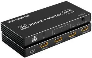 HDMI 2.1 Switch 3 in 1 Out, 8K@60Hz 4K@120Hz 48Gbps HDMI Switch Box, Supports HDCP2.3 HDR10 CEC Auto Switching, Compatible with PS5, Xbox Series X/S, Nintendo Switch, PC, DVD Player, HDTV Monitor HDMI 2.1 Switch 3 in 1 Out, 8K@60Hz 4K@120Hz 48Gbps HDMI Switch Box, Supports HDCP2.3 HDR10 CEC Auto Switching, Compatible with PS5, Xbox Series X/S, Nintendo Switch, PC, DVD Player, HDTV Monitor