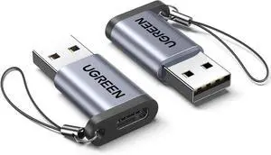 UGREEN 10Gbps USB A Male to USB C Female Adapter 2 Pack Gray, USB 3.2 Gen2 Type C Converter, 3A Fast Charging & Data Sync, Compatible with iPhone 15/14/13, Apple Watch, AirPods 3, MacBook, Samsung Gal UGREEN 10Gbps USB A Male to USB C Female Adapter 2 Pack Gray, USB 3.2 Gen2 Type C Converter, 3A Fast Charging & Data Sync, Compatible with iPhone 15/14/13, Apple Watch, AirPods 3, MacBook, Samsung Gal