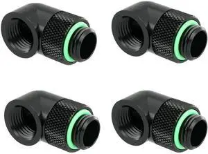 WRIARICH 4 Pack Black 90-Degree Rotary G1/4 Male to Female Elbow Fitting, Rotatable Thread Extender Adapter for PC Water Cooling Loop WRIARICH 4 Pack Black 90-Degree Rotary G1/4 Male to Female Elbow Fitting, Rotatable Thread Extender Adapter for PC Water Cooling Loop