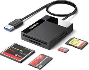 WRIARICH USB 3.0 SD Card Reader Hub Adapter, 5Gbps Speed Simultaneously Read 4 Cards, Supports CF CFI TF SDXC SDHC SD MMC Micro SDXC Micro SDHC MS UHS-I Cards, Black WRIARICH USB 3.0 SD Card Reader Hub Adapter, 5Gbps Speed Simultaneously Read 4 Cards, Supports CF CFI TF SDXC SDHC SD MMC Micro SDXC Micro SDHC MS UHS-I Cards, Black