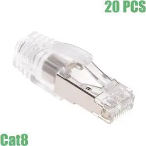 WRIARICH 20 Pack CAT8 Shielded RJ45 Ethernet Plugs, 8P8C Network Cable Connector Ends with Clear Strain Relief Boots WRIARICH 20 Pack CAT8 Shielded RJ45 Ethernet Plugs, 8P8C Network Cable Connector Ends with Clear Strain Relief Boots